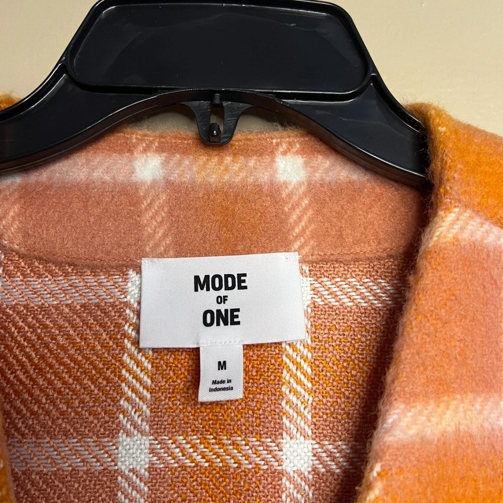 NWT Macy's MODE BY ONE Mens Flannel‎ Cardigan Jacket Voltage Orange M Shacket